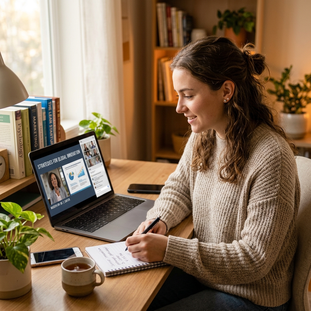 Student attending webinar